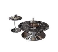 Tavolo Centrale Moderno Tavolino da caffè rotondo in marmo a forma di disco volante, for soggiorno, for la casa, in acciaio inossidabile Tavolino da Caffè