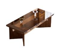Tavolo Centrale Moderno Tavolo da soggiorno, piccolo appartamento, tavolino da caffè, tavolo da tè rettangolare in legno massello e vetro, a doppio strato, mobili nordici Tavolino da Caffè(115cm)