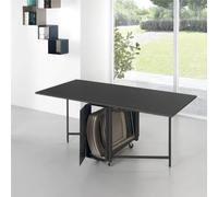 Tavolo chiudibile con portasedie e 6 sedie Tortora con ruote Dimensioni aperto 172x92x73h Archimede richiudibile in 34 centimetri ripiano nero sablè consegnato Montato multicolor
