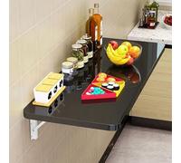 Tavolo compatto da parete, pieghevole, scrivania e mensola nizer con 2 staffe, console salvaspazio per comodino, nero (90 x 40 cm)