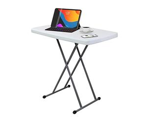 Tavolo Compatto E Pieghevole, Tavolo Pieghevole Regolabile, 76 x 50 x 51/63/74 cm, Bianco, Materiale: Acciaio, Superficie superiore: 76 x 50 cm