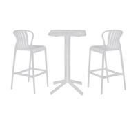 Tavolo con 2 sedie Home ESPRIT Bianco Metallo polipropilene 60 x 60 x 102 cm