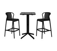 Tavolo con 2 sedie Home ESPRIT Nero Metallo polipropilene 60 x 60 x 102 cm