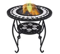 AX Braciere Fuoco Attizzatoio Acciaio Cortile Nero Bianco 68x68x60cm Patio 46725