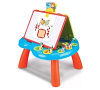 TAVOLO CON DOPPIA LAVAGNA PER BAMBINI SCOMPARTI PORTA ACCESSORI PUZZLE E GESSI