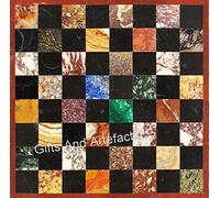 Tavolo con intarsio in pietre multicolore, piano in marmo nero con aspetto favoloso, 76 x 76 cm, per aggiungere un look reale al tuo corridoio