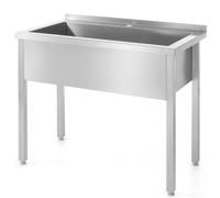 Tavolo con lavello a 1 vasca saldato in acciaio inox 60x60x85 cm - Hendi 813294