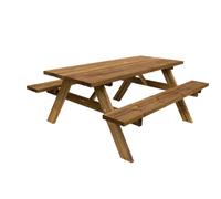 Tavolo con Panche da Campeggio Picnic 177x153x74A cm Picnic Oasi inclusive in Legno di Pino Impregnato Marrone