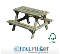 Tavolo con Panche da Picnic per Bambini Pino Silvestre 90x90xH56 cm Italfrom