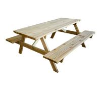 TAVOLO CON PANCHE PIC NIC LEGNO ESTERNO GIARDINO TAVOLI 180x160x70cm VERDELOOK