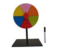 Tavolo con premi, giradischi, ruota della roulette a estrazione a sorte per