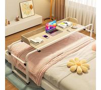 Tavolo con ruote regolabile in altezza per computer, postazione di lavoro in piedi, vassoio per alimenti, tavolo medico per letto doppio/matrimoniale/matrimoniale/king size con deflettore