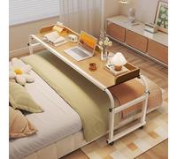 Tavolo Con Ruote，tavolino Mobile Regolabile Scrivania Rotelle In Altezza Servitore Tavolino Da Divano Per Pc Richiudibile Lavoro Pieghevole(Color:Legno+)