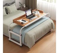 Tavolo Con Ruote,Tavolino Sopraletto Con Gamba In Acciaio Resistente Tavolo Per Carrello Per Laptop In Piedi Tavolo Portatile Per Laptop Desktop Mobile(Color:Legno)
