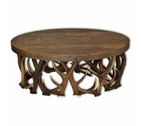 Tavolo con vere corna di cervo. 105x68cm x H 45cm - 116636