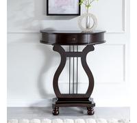 Tavolo console divano Half Moon Birch, tavolo laterale Mid-Century con cassetto, mobile d'ingresso americano,tavolo da veranda in legno contro il muro(Walnut)