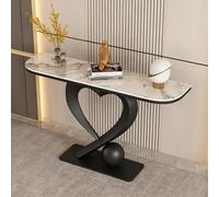 Tavolo Console Moderno Lusso, Tavolino Ingresso Stretto con Effetto Marmo | Consolle Dietro Divano Base in Metallo Unica a Forma di Cuore,Elegante Tavolo da Corridoio Soggiorno(Black 2,L120cm/47.2in)