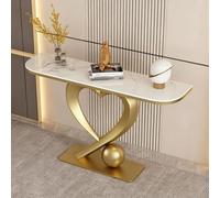 Tavolo Console Moderno Lusso, Tavolino Ingresso Stretto con Effetto Marmo | Consolle Dietro Divano Base in Metallo Unica a Forma di Cuore,Elegante Tavolo da Corridoio Soggiorno(Gold 1,L150cm/59in)
