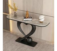 Tavolo Console Moderno Lusso, Tavolino Ingresso Stretto con Effetto Marmo | Consolle Dietro Divano Base in Metallo Unica a Forma di Cuore,Elegante Tavolo da Corridoio Soggiorno(Black 4,L150cm/59in)