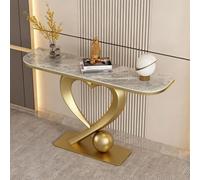 Tavolo Console Moderno Lusso, Tavolino Ingresso Stretto con Effetto Marmo | Consolle Dietro Divano Base in Metallo Unica a Forma di Cuore,Elegante Tavolo da Corridoio Soggiorno(Gold 4,L150cm/59in)