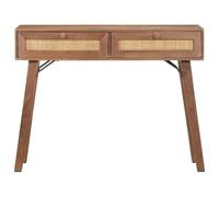 Tavolo Consolle 100x35x76 cm Legno Massello Mango Con 2 Cassetti | Legno tropicale resistente, due cassetti portaoggetti, finitura a grana unica, canna e, fissaggio a parete incluso