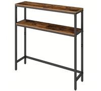 Tavolo Consolle, 20 x 80 x 80 cm, Tavolino Stretto, Tavolo da Ingresso Moderno con 2 Ripiani, Per Soggiorno, Camera da Letto,Marrone Vintage e Nero Inchiostro [COMPATTO MA SPAZIOSO]Con dimensioni di 2