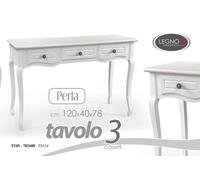 TAVOLO Consolle 3 CASSETTI SCRIVANIA SCRITTOIO BIANCO PERLA SHABBY 120h7840 cm