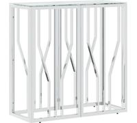 vidaXL Tavolino Consolle 70x30x70 cm in Acciaio Inox e Vetro