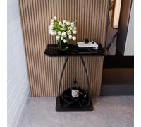 Tavolo consolle a mezzaluna con piano in pietra sinterizzata base metallica | Piano in pietra sinterizzata resistente, tavolo decorativo versatile per l'arredamento domestico(B1,50*30cm/19.6*11.8in)