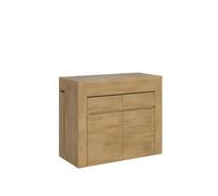 Tavolo consolle allungabile a 302 cm ELIA con doppia panca in legno nobilitato (Quercia)
