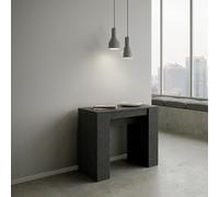 Tavolo Consolle Allungabile Big Basic fino a 308 cm con 5 elementi da 52 cm, tutto in legno di Frassino 90x48xh77 cm colore Antracite antracite