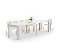 Tavolo Consolle Allungabile con porta prolunghe Easy, 45(305)x 90 cm, Bianco Frassino