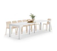 Tavolo Consolle Allungabile First, 45(305)x90 cm, Bianco Frassino