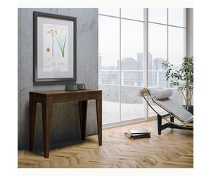 Tavolo Consolle Allungabile ISOTTA Small Noce Allungabile fino a 198 cm con tre elementi da 52 cm, tutto in legno di Frassino 90x42xh77 cm colore Noce noce