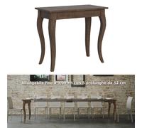 Tavolo Consolle Allungabile Noce OLANDA fino a 308 cm con 5 elementi da 52 cm, tutto in legno di Frassino 90x48xh77 cm colore Noce noce