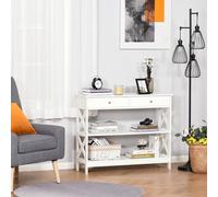 Tavolo Consolle con 2 Cassetti e 2 Mensole, Mobile da Ingresso e Soggiorno in MDF, 100x30.5x80cm, Bianco Che la tua casa sia piccola o grande, il tavolo consolle HOMCOM è la scelta perfetta per ogni s