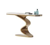 Tavolo consolle con luce ambientale, lastra di roccia di lusso e mobili da ingresso in acciaio inox per corridoio, camera da letto, soggiorno, atrio