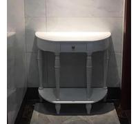 Tavolo consolle di metà secolo, tavolino da parete in legno per divano, tavolino piccolo in legno massello a mezza luna per ingresso corridoio portico, tavolo semicerchio con cassetto portaoggetti