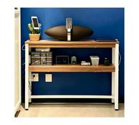 tavolo consolle dietro divano A due ripiani Tavolino stretto, Tavolino ingresso con 2 ripiani, per una larghezza 40 cm Scrivania per computer/scrivanie/mobile porta piante(Walnu,39.4″(100cm) L)