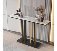 Tavolo consolle extra lungo, bianco e nero, design sottile e stretto con robusta struttura in metallo, ideale per divano o ingresso, 80 x 30 x 80 cm, mobili moderni per piccoli spazi