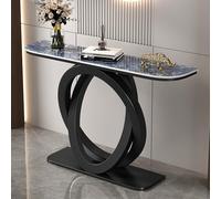 Tavolo consolle in ardesia con struttura in metallo, ingresso stretto, tavolo moderno per corridoio, soggiorno, divano da 150 cm, colore: nero, elegante decorazione per la casa