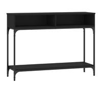 Tavolo consolle in legno di ingegneria, nero, 100 x 30,5 x 75 cm, con | Scomparti organizzatori, ripiano inferiore, superficie resistente, fissaggio a parete incluso, uso in ingresso o corridoio