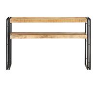 Tavolo consolle in legno di mango ruvido, 120 x 30 x 75 cm | Ferro stabile, ripiani a due strati, per libri e riviste, attrazione senza tempo, consegna casuale