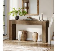Tavolo consolle in legno lungo 150 cm dietro il divano con gambe a doghe verticali per ingresso, corridoio, ingresso, soggiorno (marrone rustico) Design Country House: il tavolo emana un carattere sen