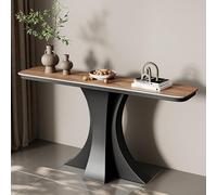 Tavolo consolle industriale, moderno tavolo da ingresso in finto marmo, piccolo tavolo da esposizione con base geometrica per soggiorno, corridoio e atrio (marrone, 150 x 30 cm)