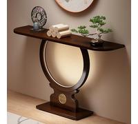 Tavolo consolle lungo con luce LED, divano da fattoria dietro divano con ripiano, scrivania in legno per ingresso, ingresso, soggiorno