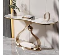 Tavolo consolle moderno a LED, tavolo da ingresso stretto con piano in pietra sinterizzata e struttura in metallo, elegante tavolo per divano per soggiorno, corridoio, decorazione dietro il divano