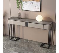 Tavolo consolle moderno grigio con ripiani portaoggetti 2 cassetti stretto supporto TV tavolino per soggiorno camera da letto 100 x 35 x 85 cm