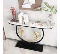 Tavolo consolle moderno in finto marmo, tavolo da ingresso stretto, tavolo lungo per soggiorno e corridoio, elegante dietro il divano, bianco, 100 cm