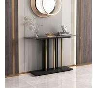 Tavolo consolle moderno in finto marmo, tavolo d'accento da ingresso con struttura in metallo per soggiorno, corridoio e atrio, elegante tavolo nero da 99,8 cm per la decorazione della casa